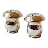 Paire de salière et poivrier en argent 800 en forme de champignon