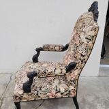 Napoleon III period armchair with floral tapestry, 19th century