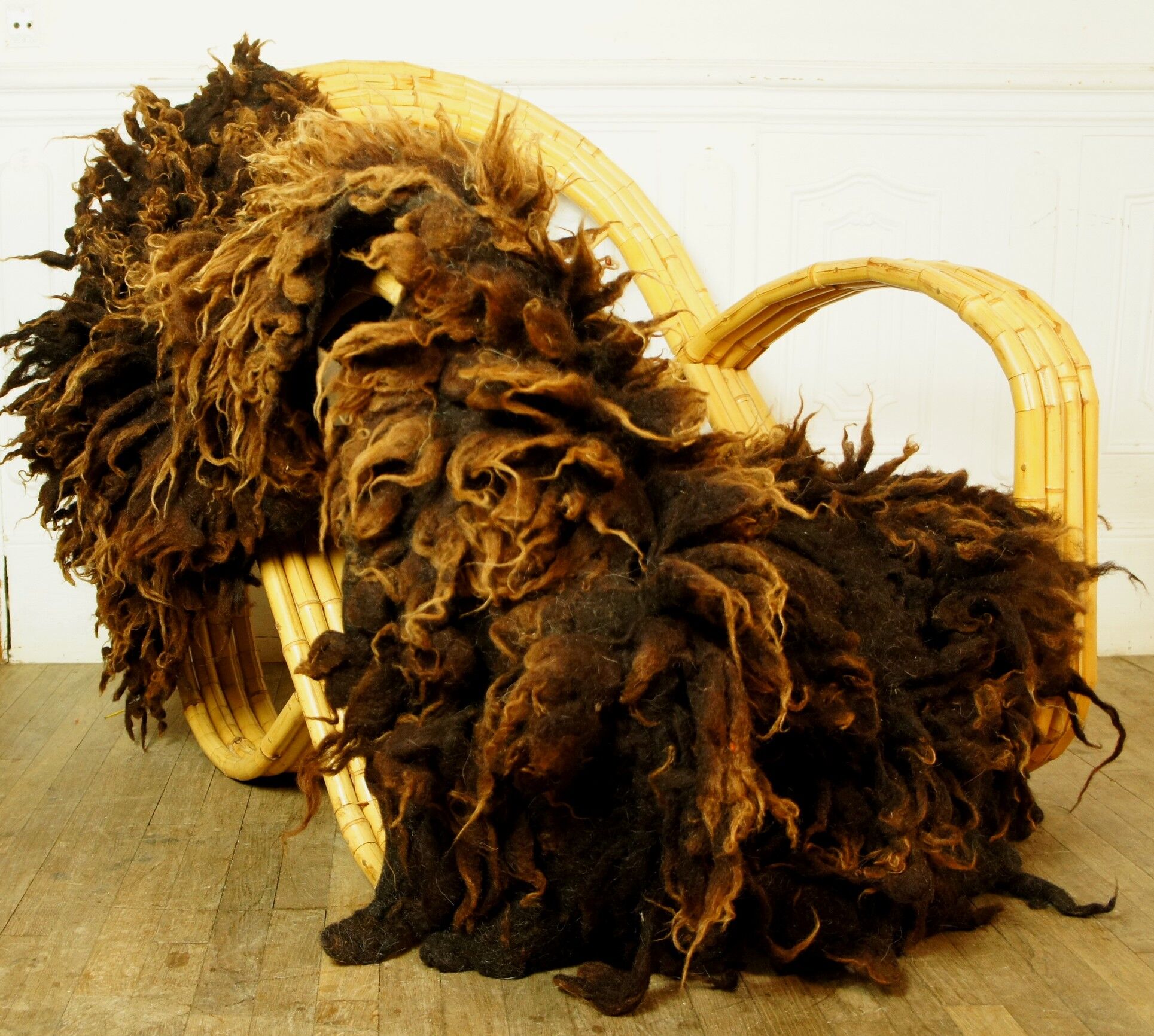 1970 ushant sheep wool rug - 170 cm x 80 cm