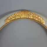 Old Art-Deco oval wood -stucco frame, 56x41 cm, 50x35 cm SB leaf