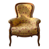 Fauteuil ancien multicolore en bois massif