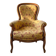 Fauteuil ancien multicolore en bois massif