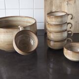 Grand saladier et 6 tasses faïencerie Niderviller