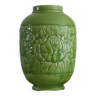 St Clement earthenware vase, The roses, Art Deco...
