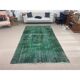 Vintage Hand-knotted Turkish Wool Area Rug Overdyed in Dark Green for Living Room