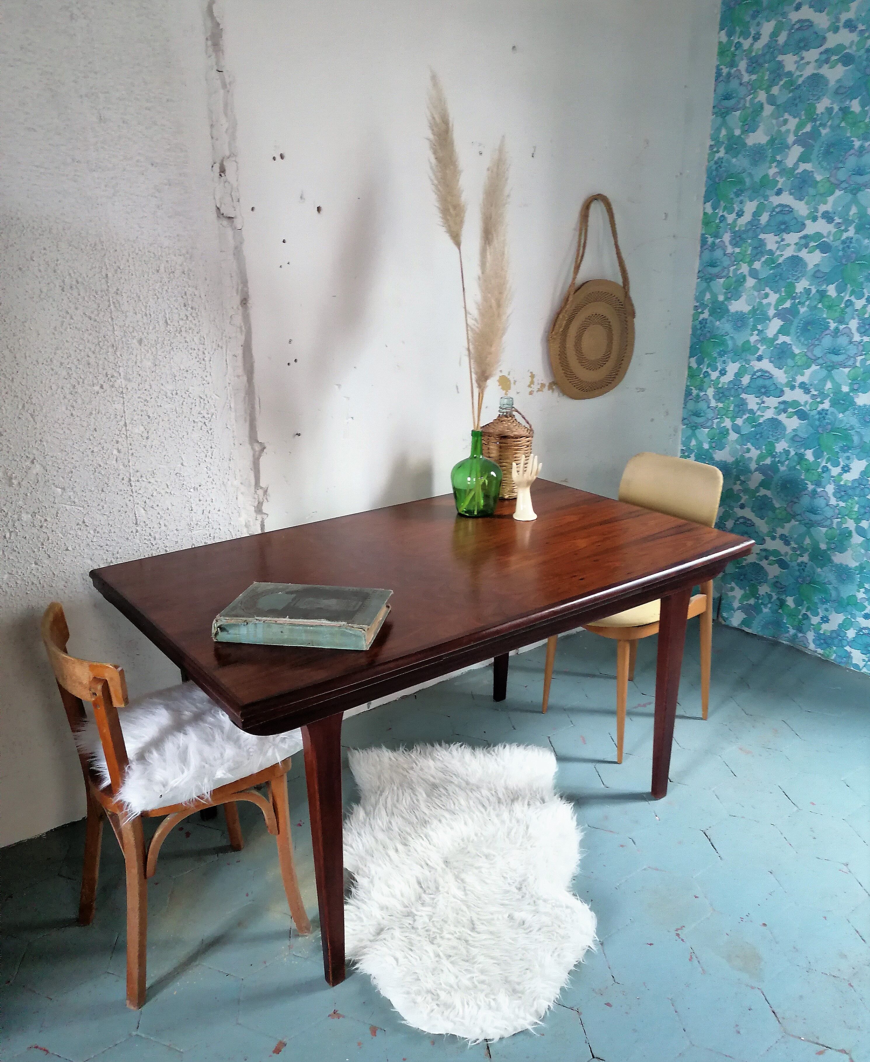 Table teck avec rallonges