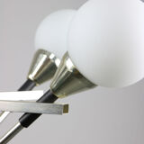 Italian Space-age Aluminum and Opaline Glass Chandelier