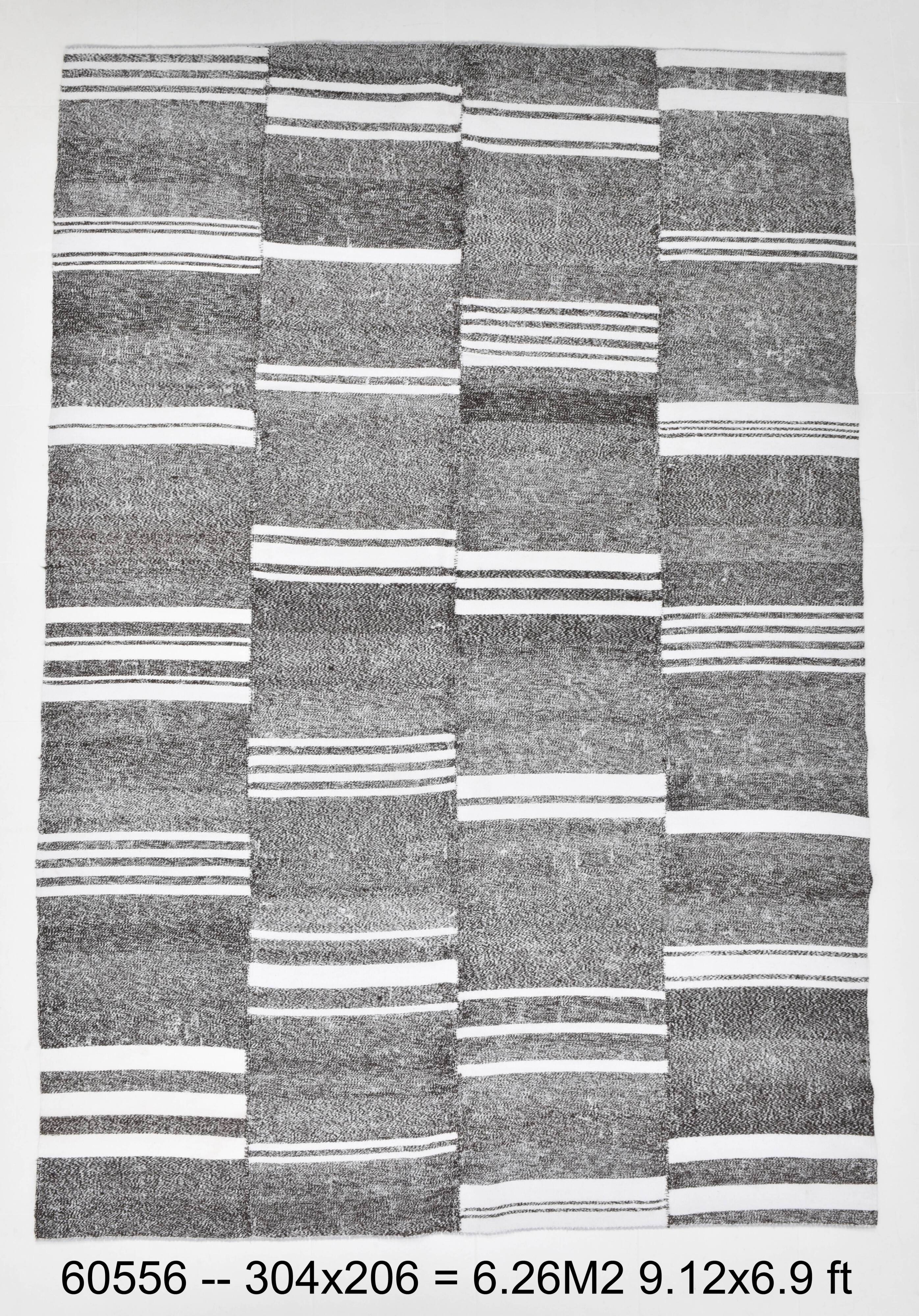 Turkish Vintage Striped Kilim Rug, 206x304Cm