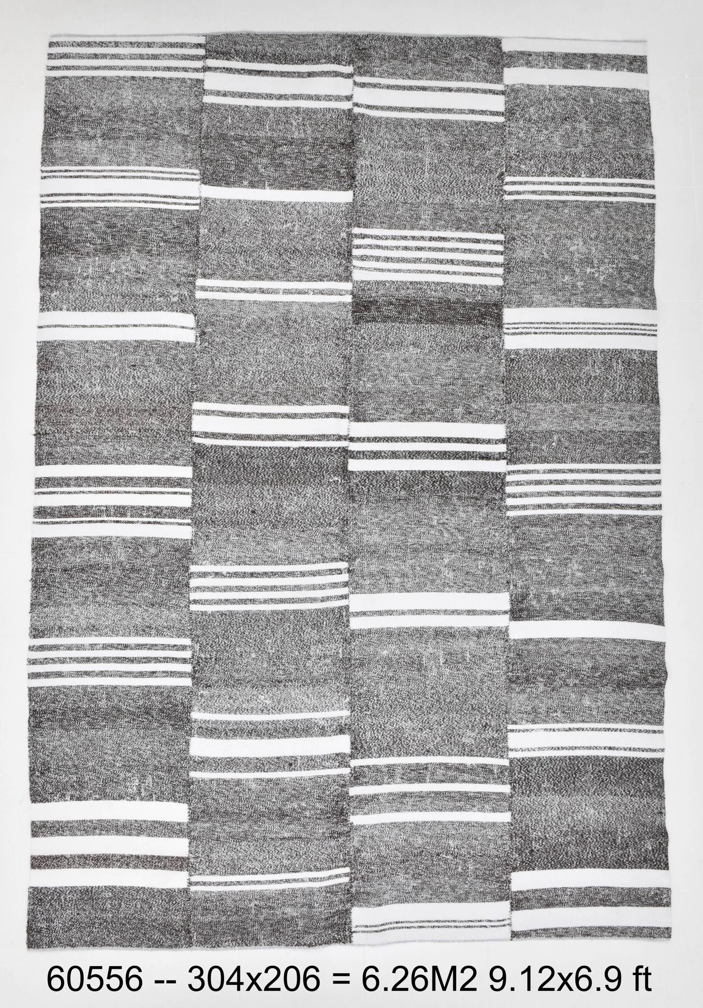 Tapis kilim vintage turc rayé, 206x304 cm