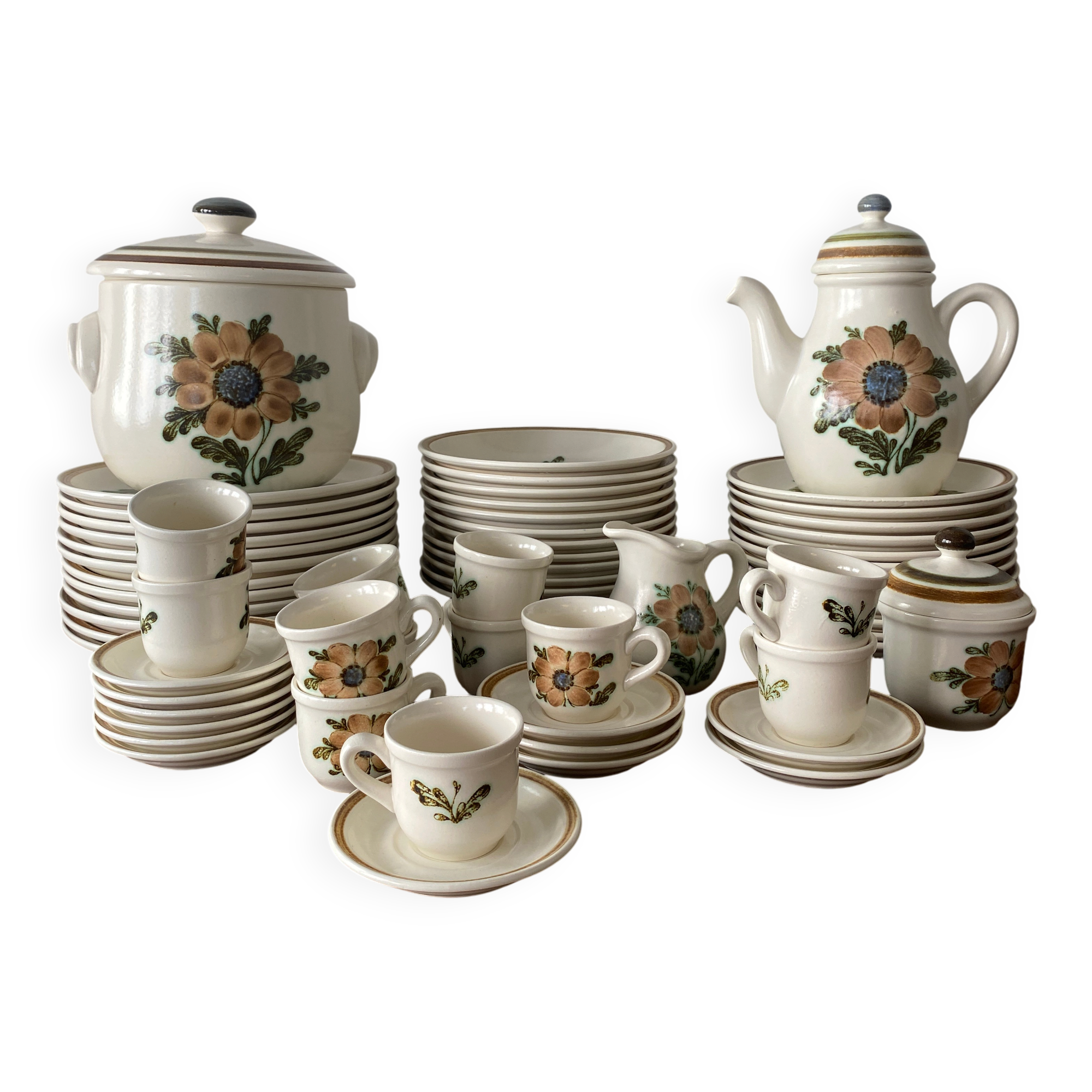 Vintage tableware set Bangui – Faïencerie de Gien - 1970s