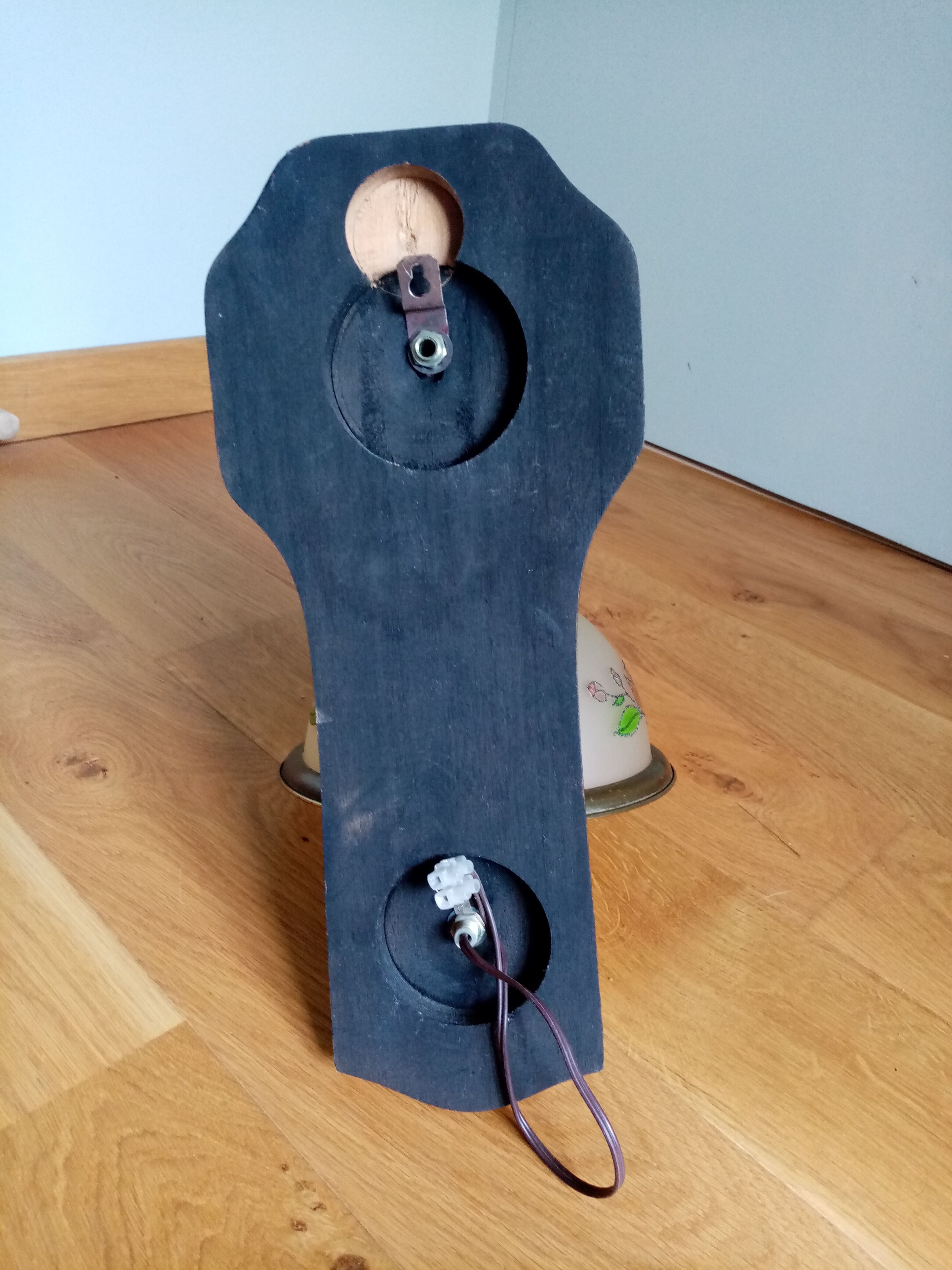 Wood brass glass sconce