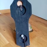 Wood brass glass sconce