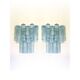 Contemporary Light-Blue “Tronchi”Murano Glass Wall Sconces in Venini Style - a Pair
