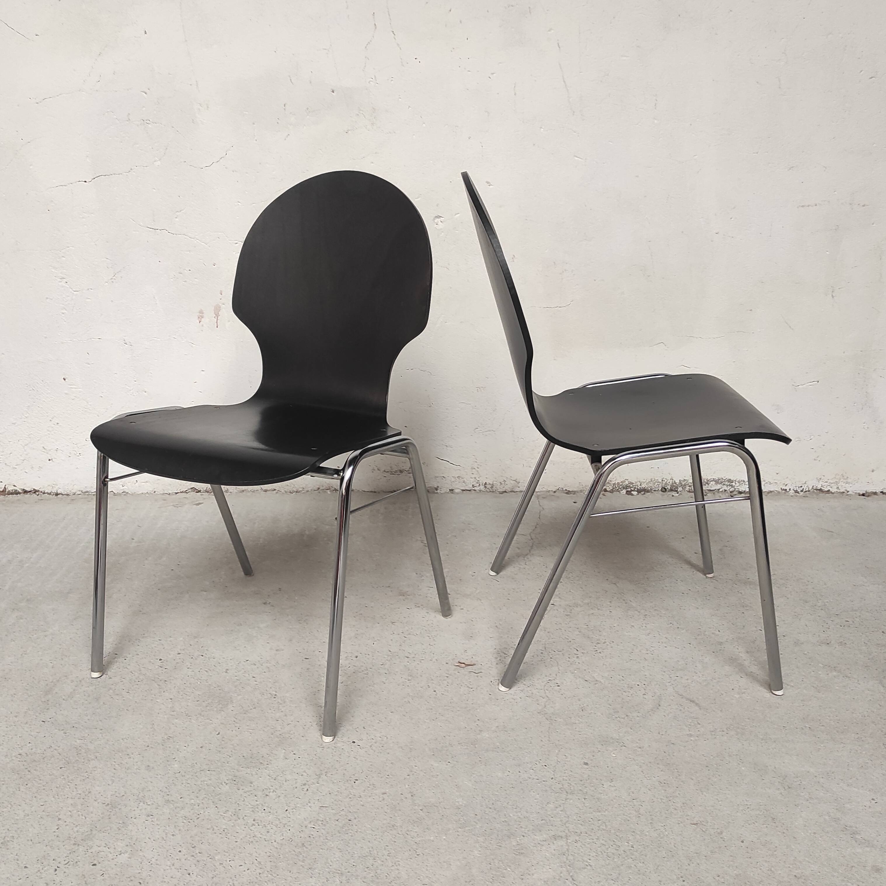 6 chaises plywood et chrome