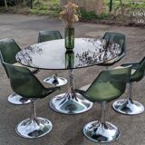 Oval dining table & 6 Gastone Rinaldi vintage chairs Roche Bobois