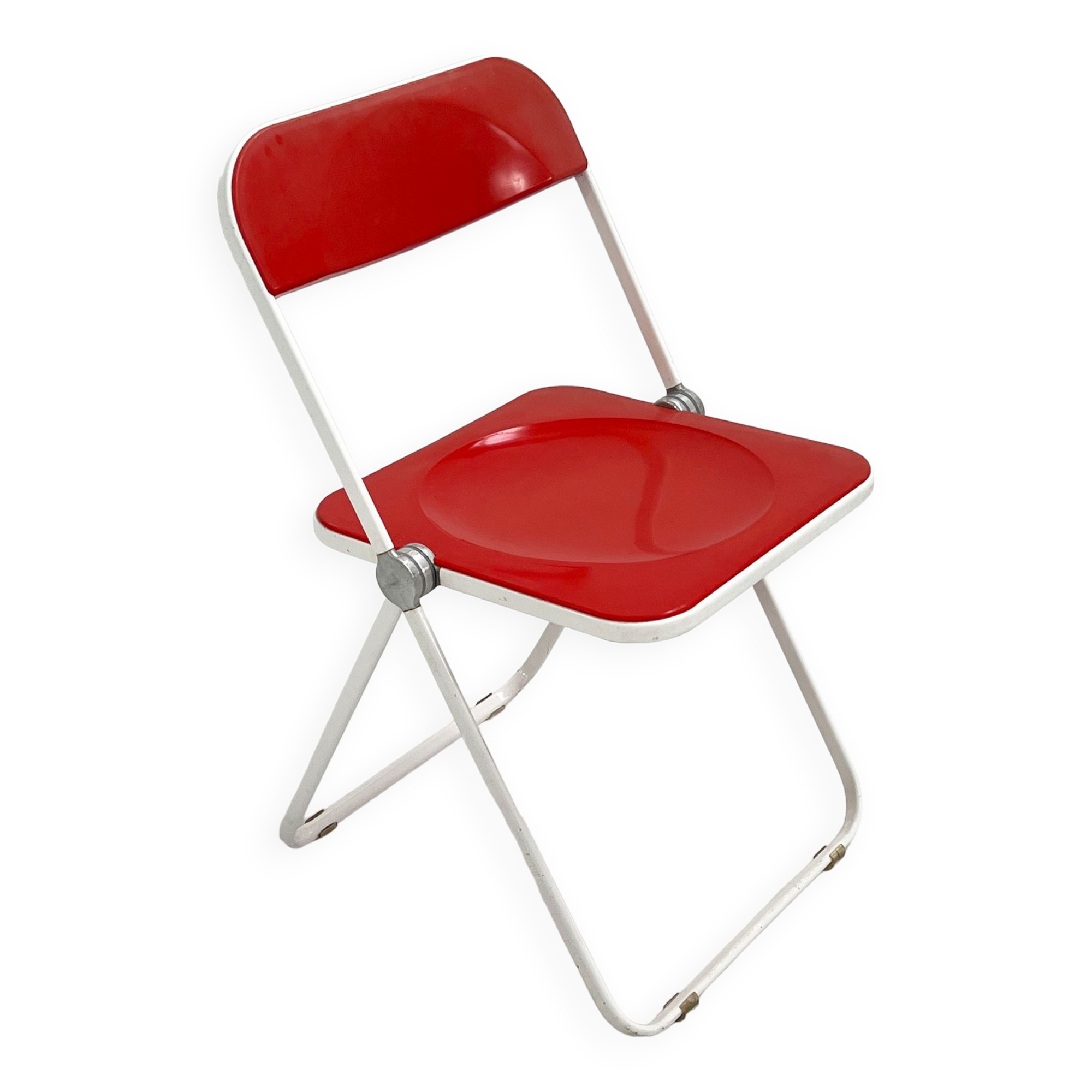 Red and white plia chair by giancarlo piretti for castelli, 1960