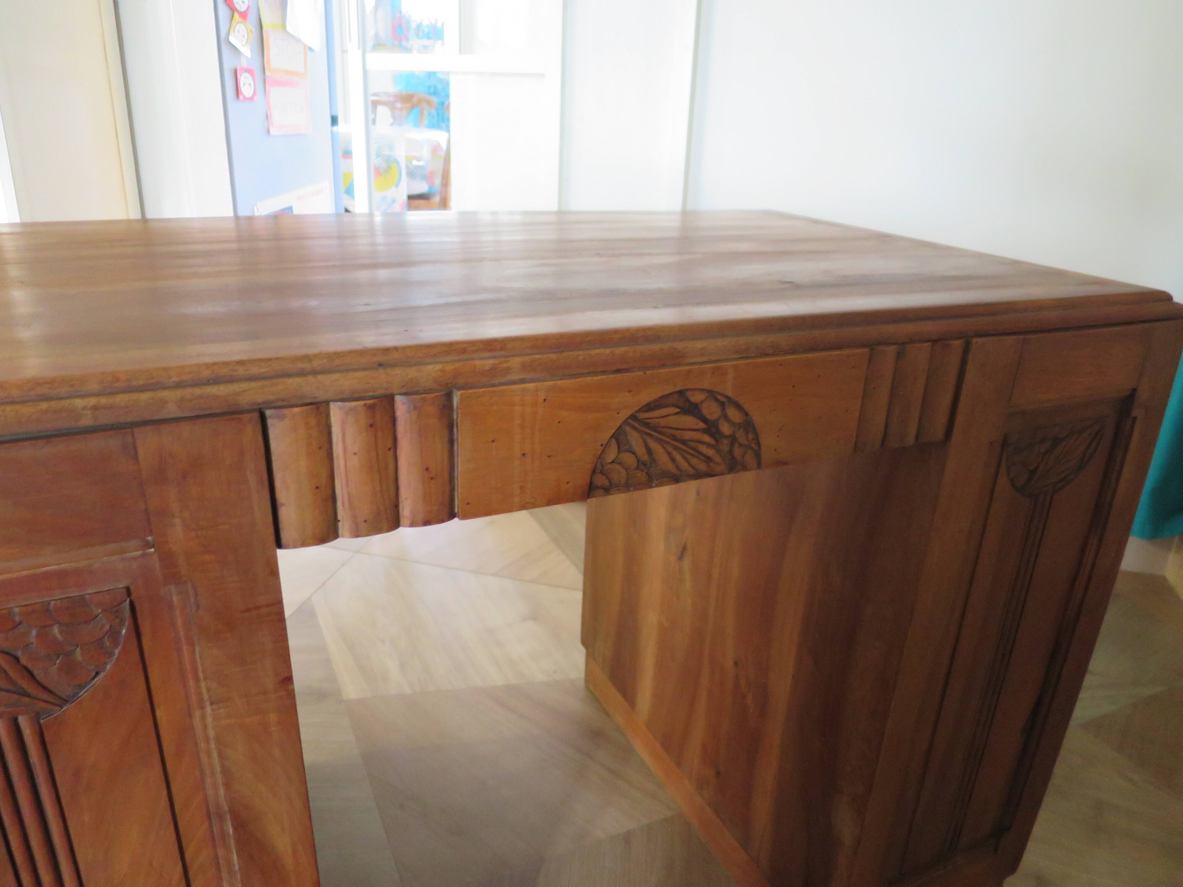Vintage Art Deco schoolmaster's desk - double-sided - solid wood - 1940s/50s
