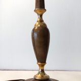 Le Tanneur 1960 lamp stand in leather and gilded brass