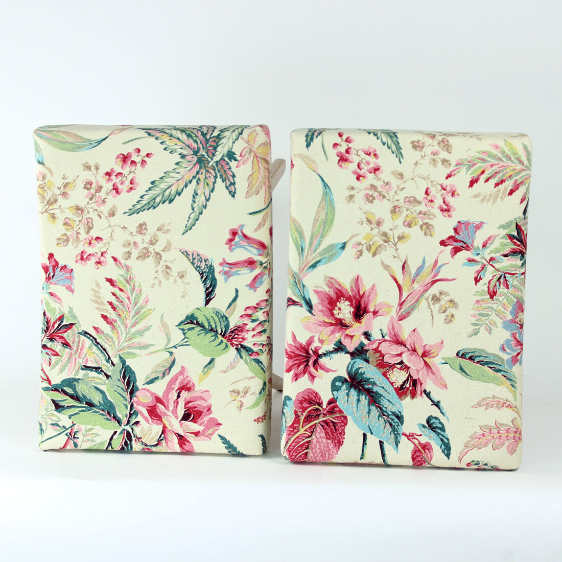 Tabouret mid century en chêne et lin, Ton Tchécoslovaquie années 1960