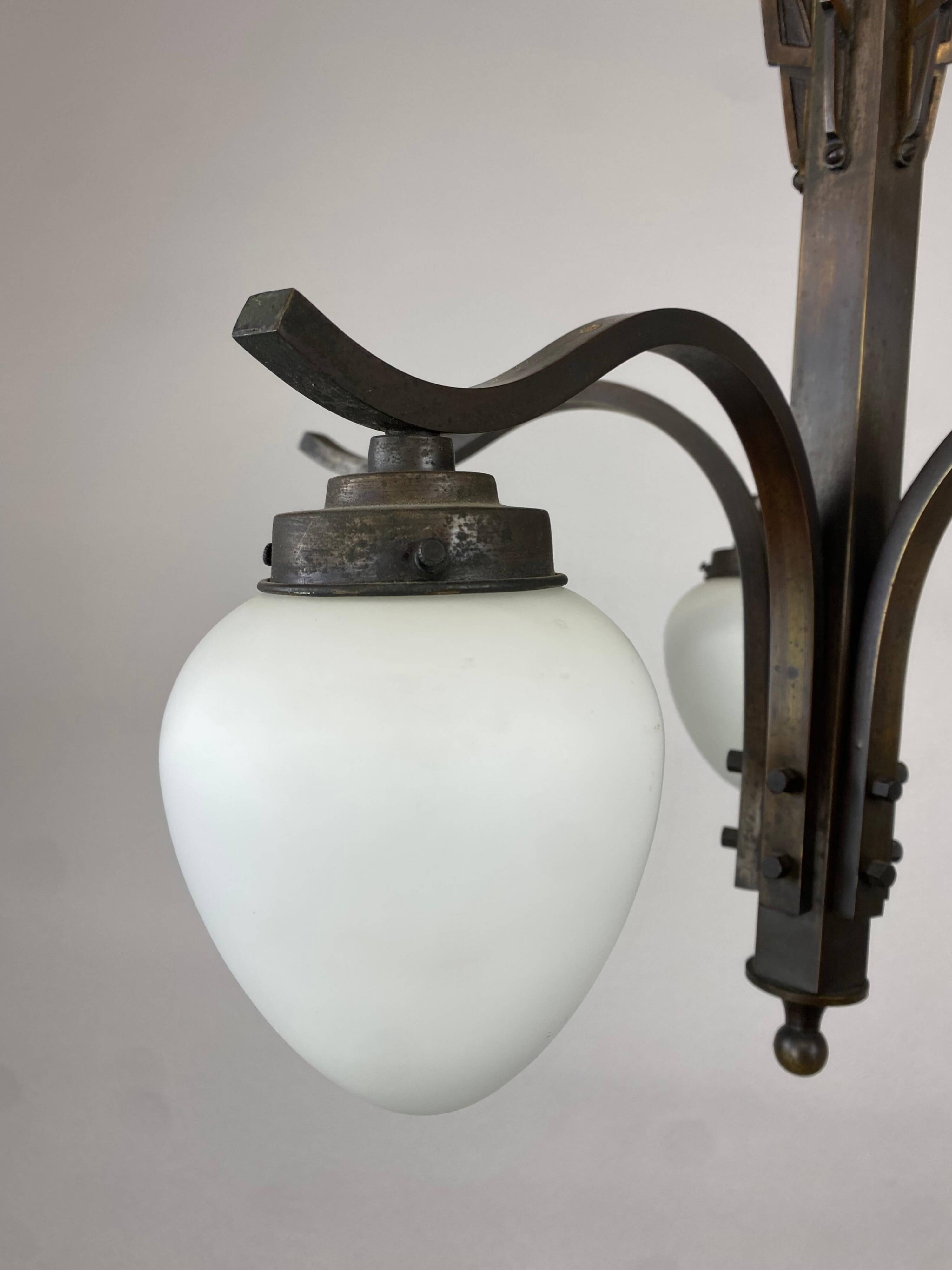 Art Deco bronze pendant lamp