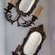 Paire d'appliques, miroirs, chandelier en bronzé.