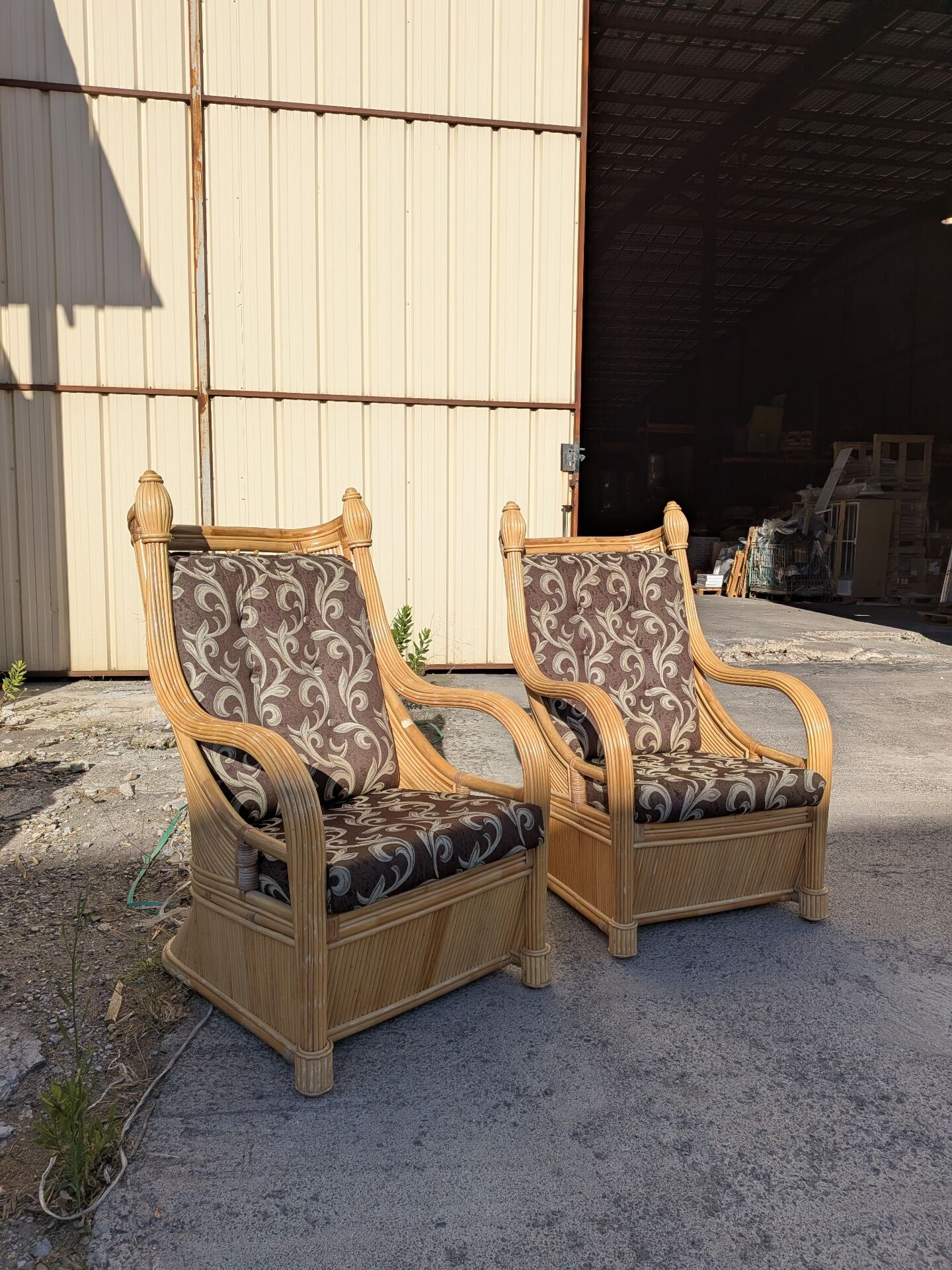 Pair of rattan armchairs