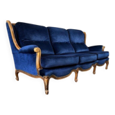 Canapé baroque bleu vintage / trois places / fauteuil