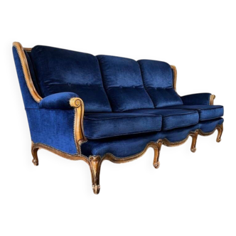 Canapé baroque bleu vintage / trois places / fauteuil