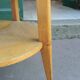 Table basse ronde pieds compas années 60 en bois