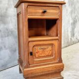 Antique Art Deco bedside table, oak entrance table with marble top