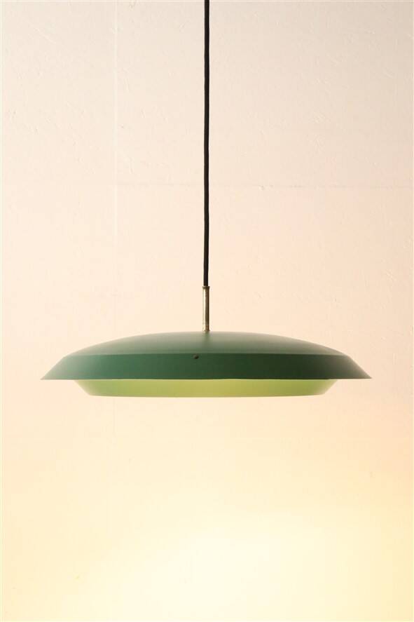 Rare big Lyfa Space Age pendant lamp / Mid-century Danish modern design / 1960s / 1970s / green