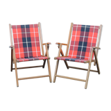 Pair of folding camping chairs Plidéal vintage 1950