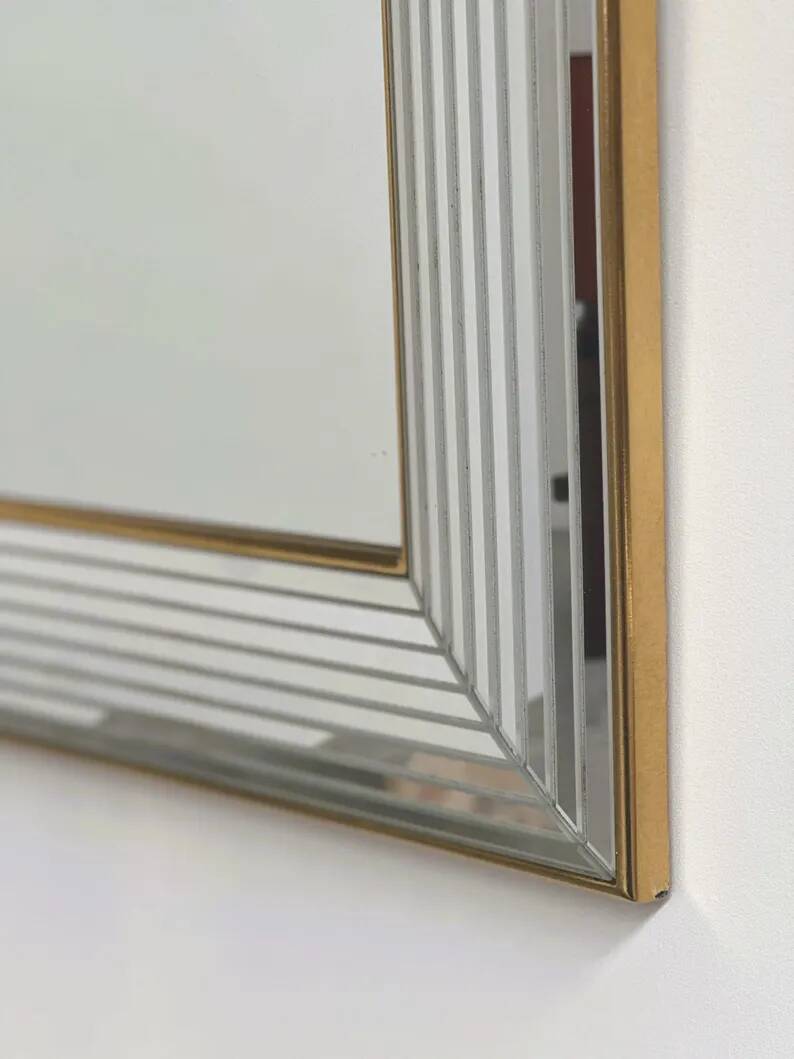 Vintage Disco Mirror Deknudt – Multi-Level Beveled Mirror Frame from the 1970s
