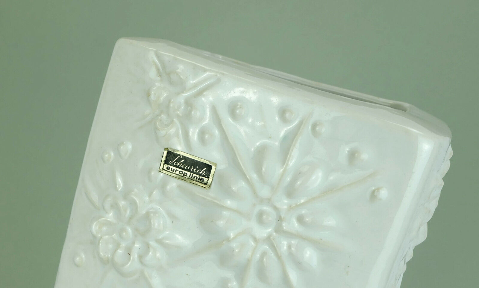 Vintage west german scheurich kosmos vase white glaze sputnik pattern model 263-31