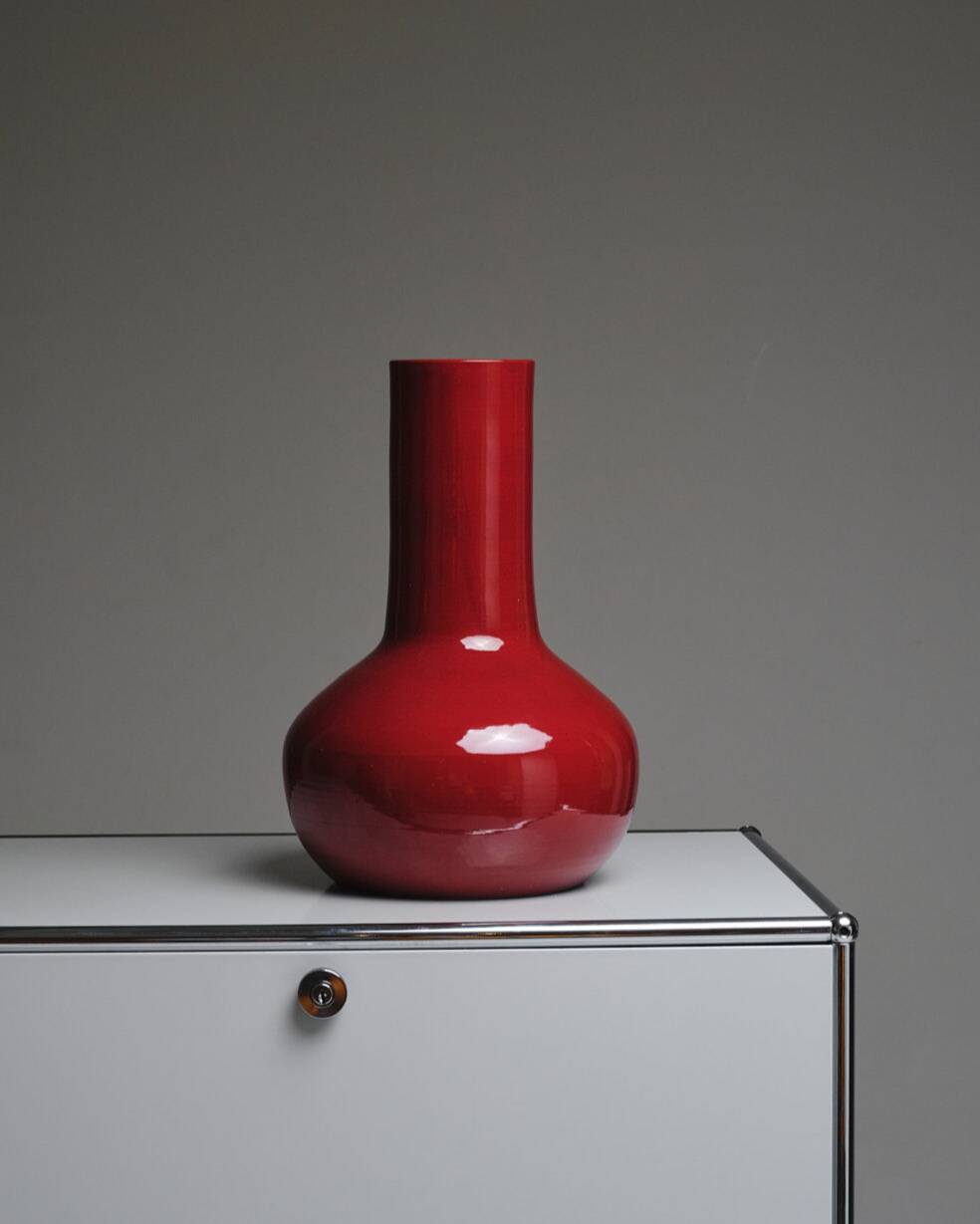 Large red ceramic vase, robert picault, 1960s