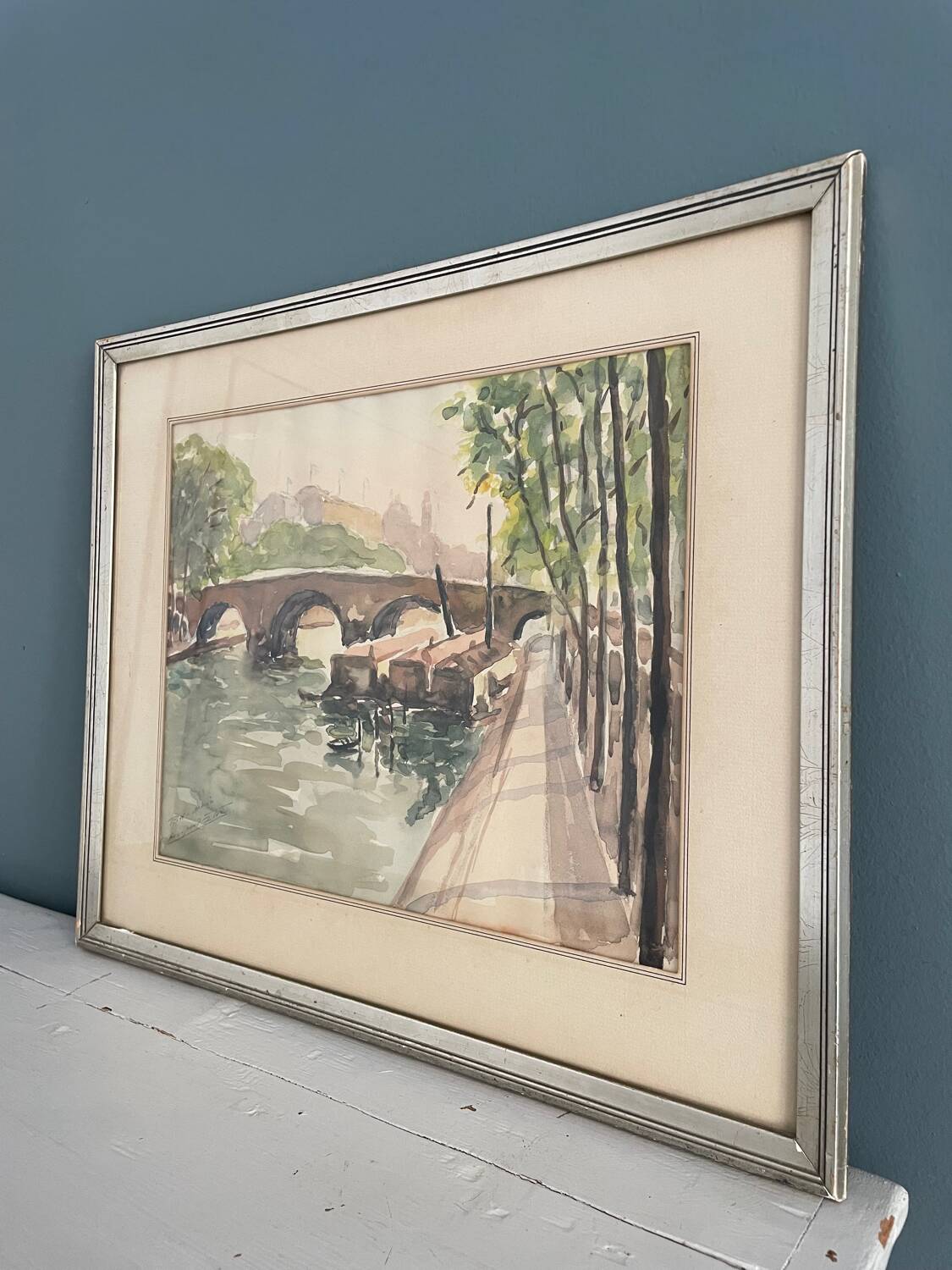 Old watercolor, the Pont Marie Paris