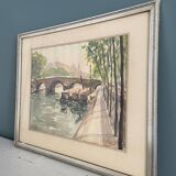 Old watercolor, the Pont Marie Paris