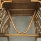 Table and 2 armchairs set in rattan and wicker, 70s/80s