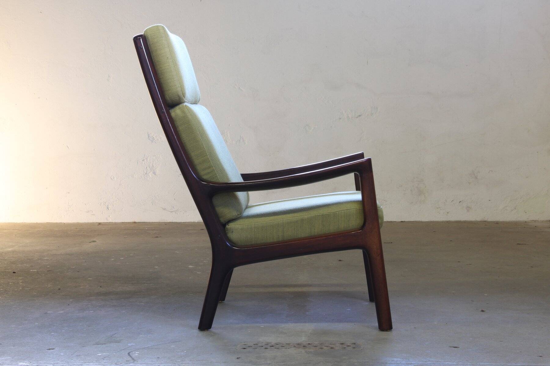 Fauteuil lounge Senator vintage en acajou, signé Ole Wanscher pour Cado, années 1960