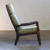 Fauteuil lounge Senator vintage en acajou, signé Ole Wanscher pour Cado, années 1960