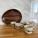 Set of 6 stoneware coffee cups from the 1970s.