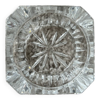 White chiseled glass ashtray