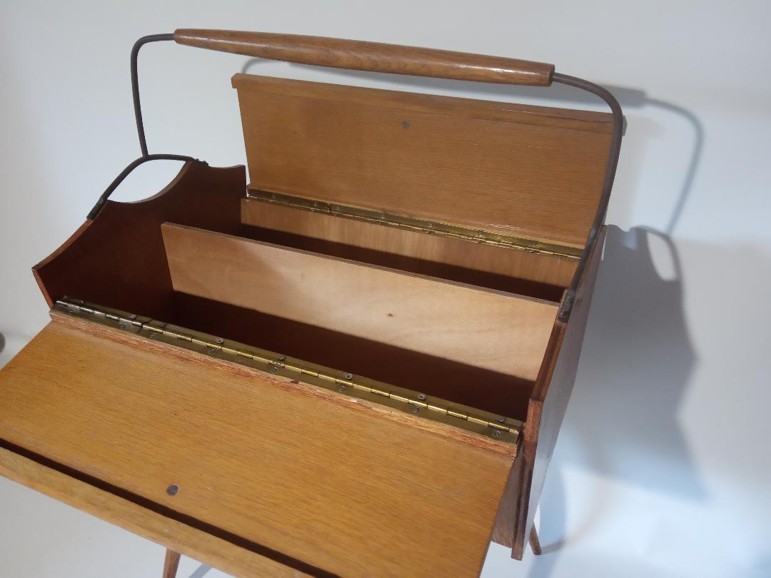 Vintage foot compass sewing basket