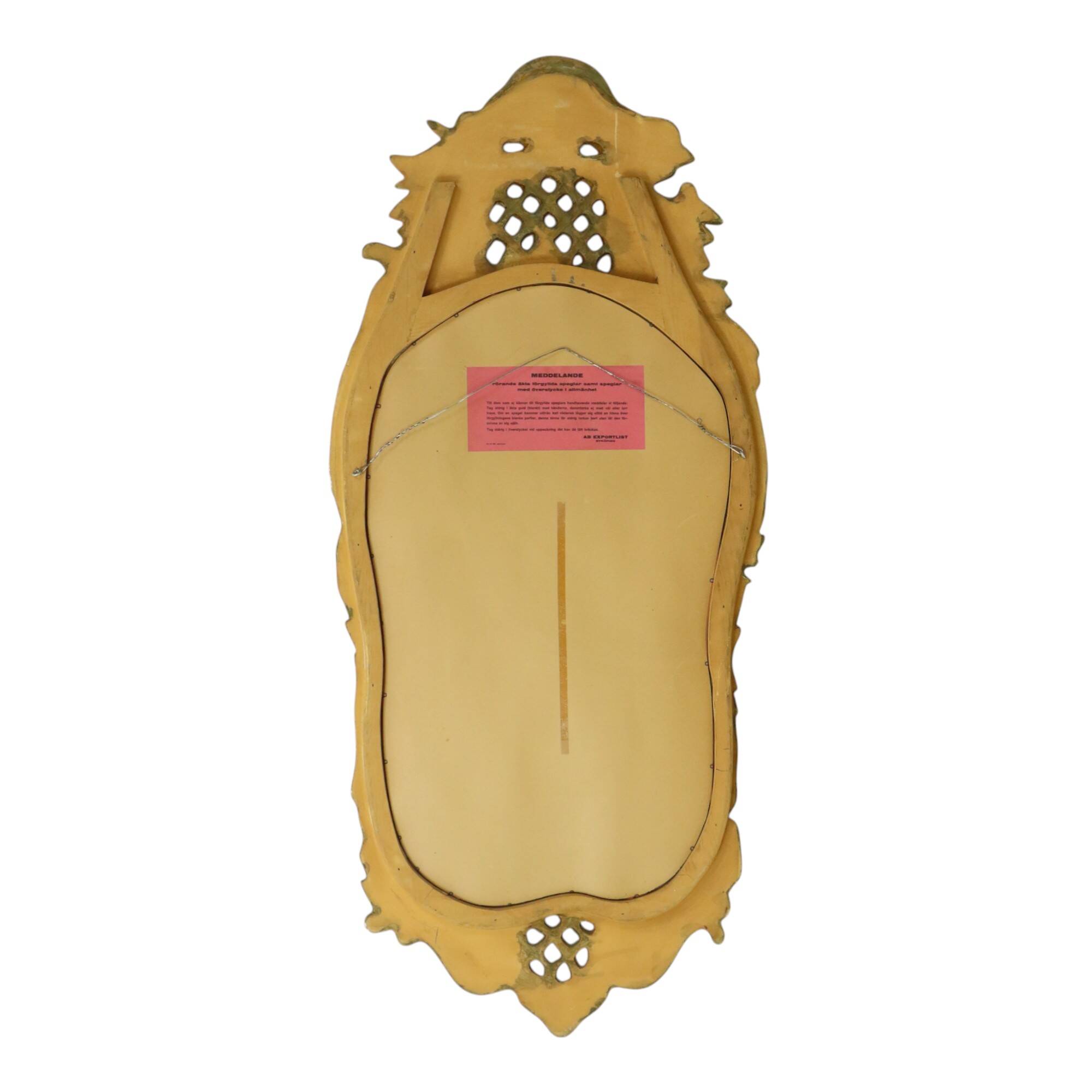 Large Swedish Mirror Gold Leaf Gilded Classic Rococo Style 119cm