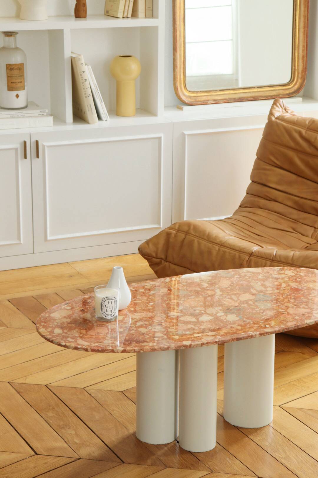Terracotta marble coffee table