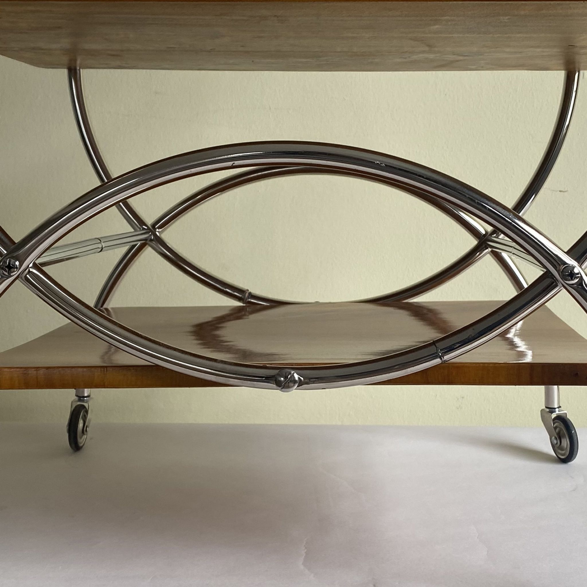 Art deco rolling bar cart, hungary 1930s