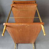 Table with three trays in solid mahogany and gilded brass 1950.