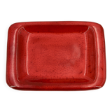Rectangular ceramic catchall in red by Jean and Robert Cloutier.