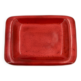 Rectangular ceramic catchall in red by Jean and Robert Cloutier.