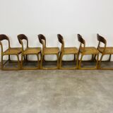 6 Baumann Bémol sled chairs in cane